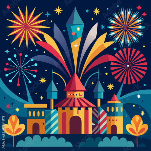 Vibrant Fireworks Background Design for Celebrations