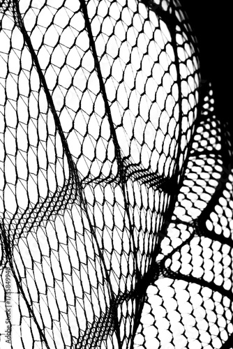 Abstract grunge black and white distressed transparent texture fabric fishnet netting overlay background