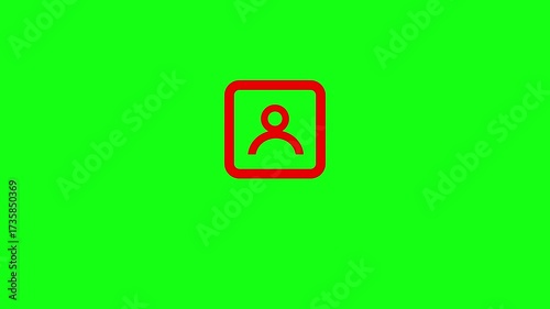 profile red icon background animated, logo symbol, social media, green screen