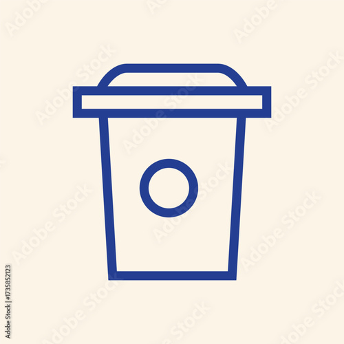 Stylish blue line art of a coffee cup representing a coffee shop or morning beverage, perfect for modern branding and business use