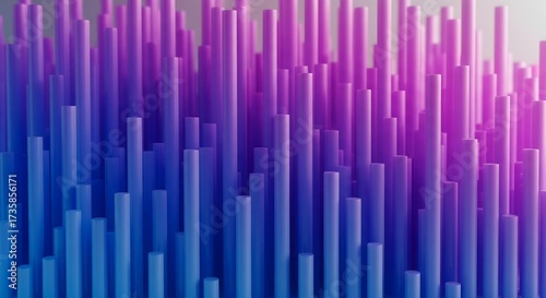 3D colorful cylinders arranged in abstract composition.