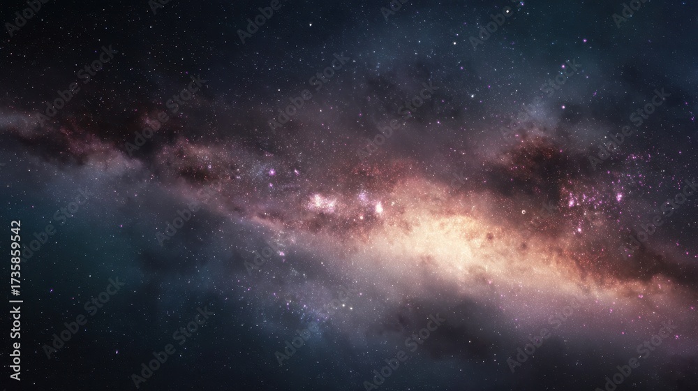 Fototapeta premium Deep space with colorful nebulae and numerous stars cosmic clouds glow with light