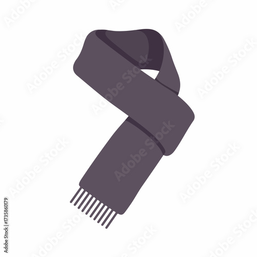 Simple Flat Style Illustrated Gray Scarf Clothing Item Isolated on White