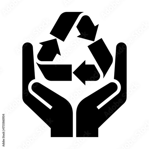 Hands holding recycling symbol, eco friendly concept
