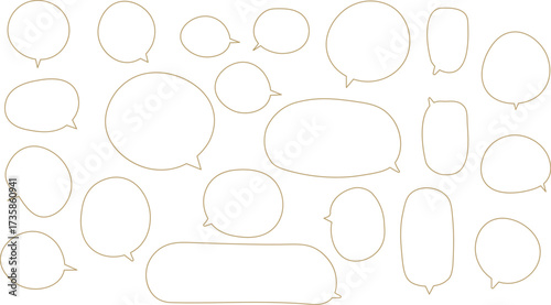 The bubbles are drawn in a hand-drawn or casual vector style, showcasing a wide variety of shapes and sizes.　Orange color.