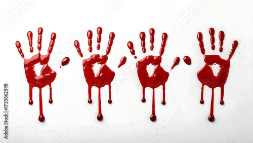 Wallpaper Mural Bloody red handprints on white wall symbolizing crime violence and horror concept
 Torontodigital.ca