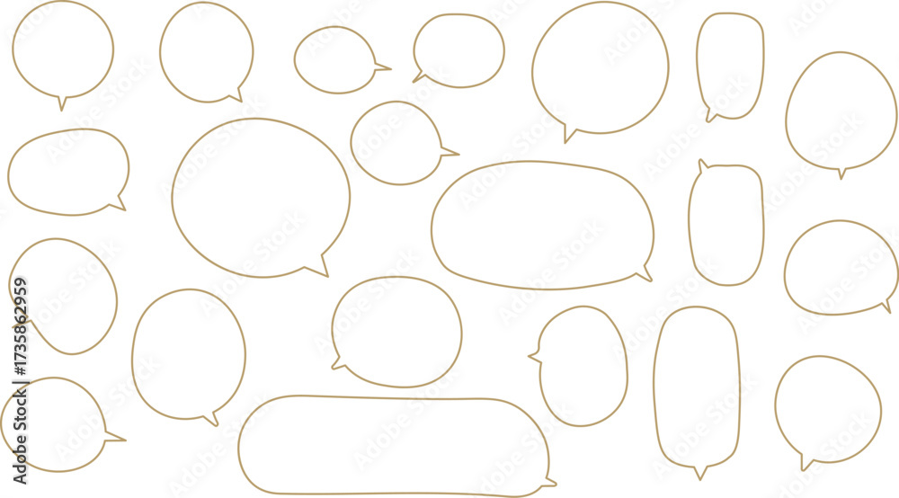 Fototapeta premium The bubbles are drawn in a hand-drawn or casual vector style, showcasing a wide variety of shapes and sizes. Orange color.