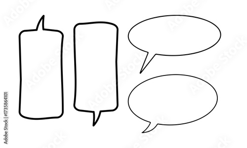 Hand drawn speech bubbles in various shapes for message and communication backdrop design