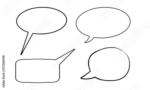 Collection of Hand-Drawn Cartoon Speech Bubbles for Creative Designs and Illustrations