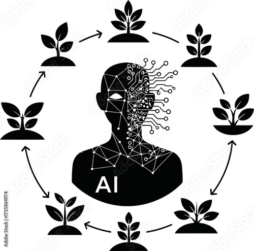 digital consciousness nurtures lifes cycles, cultivating earths organic future