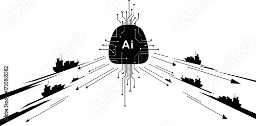 ai brain directs global shipping, commanding precise maritime supply chains