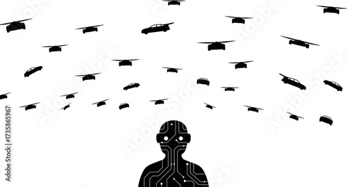 visionary intellect orchestrates future mobility, supervising intelligent autonomous urban transport
