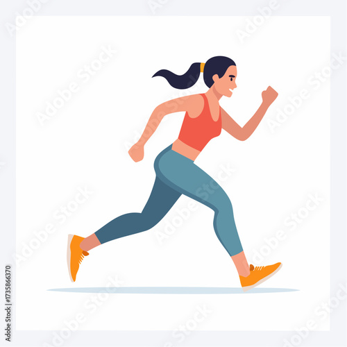 A fit young woman in athletic sportswear running or jogging for exercise and health.