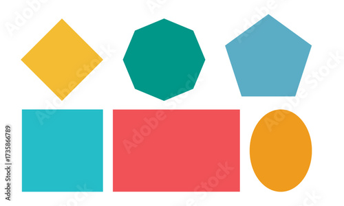 Geometric shapes in vibrant colors for educational or design projects illustration