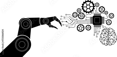 digital hand grasps brain, forging futures cognitive automation power