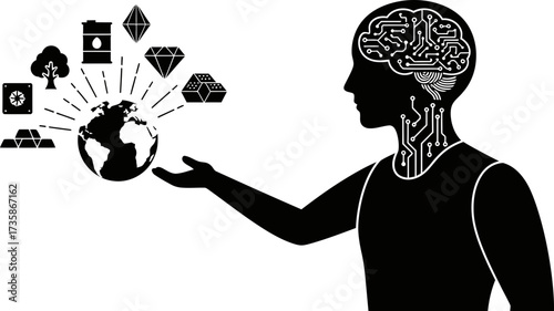 intelligent hand guides earths resources, charting a prosperous future