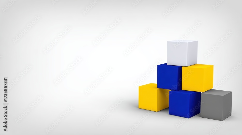 Obraz premium Minimalist Arrangement Colorful Cubes Light Surface