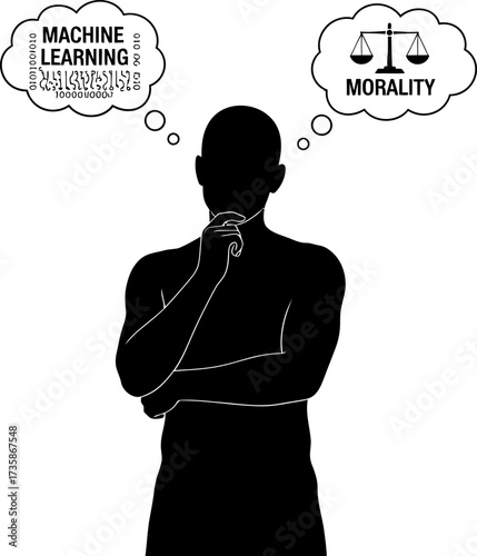 human mind contemplates ais ethical framework, seeking balanced future decisions