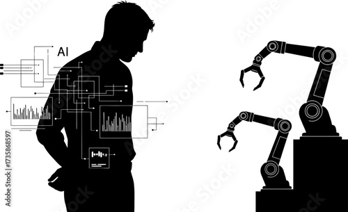 insightful mind oversees robotic progress, defining tomorrows industrial landscape evolution