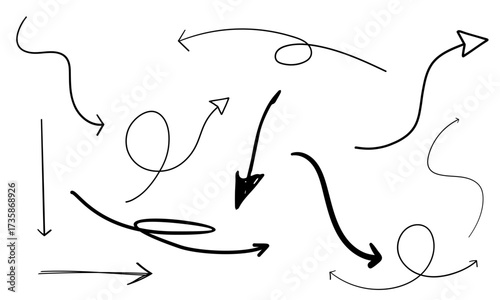 Hand-Drawn Arrows and Square Shapes on White Background for Graphic Design or Presentation two