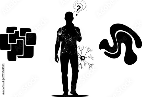brain ponders complex possibilities, weighing logic, intuition, seeking innovative solutions