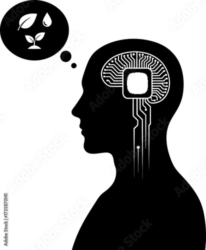 digital mind envisions sustainable growth, empowering natures future through technologys wisdom