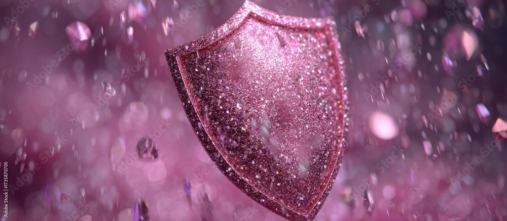 Fototapeta premium Sparkling pink shield in a dynamic display.