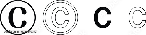 Copyright symbol vector illustration with bold and outline styles, intellectual property protection icon, legal rights mark design, creative business brand identity concept graphic