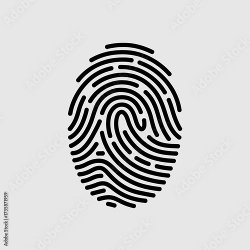Black and white fingerprint illustration vector graphic scalable icon for security identification and biometric design silhouette