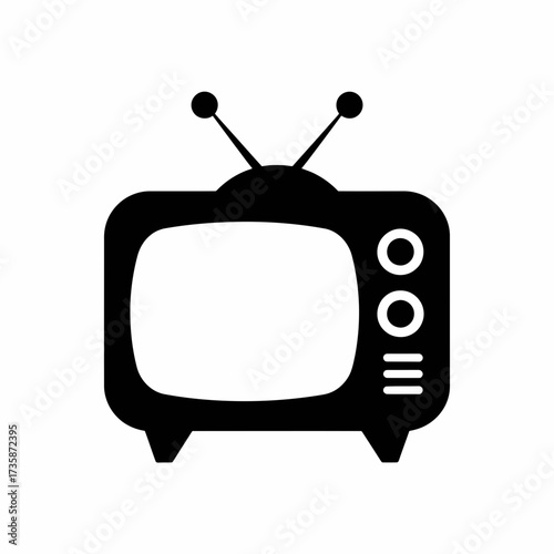 Retro television vector illustration classic old school tv set scalable icon for digital media and design silhouette