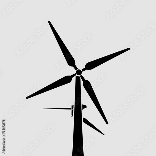Scalable vector illustration of a modern wind turbine icon for renewable energy concepts silhouette