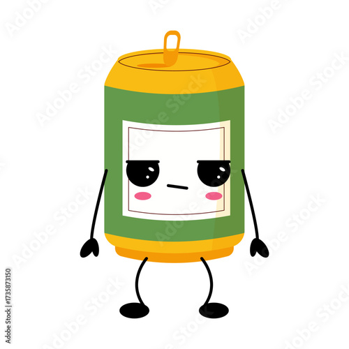 Kawaii soda can cartoon illustration character