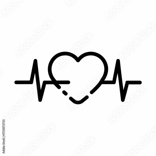 Scalable vector illustration of a heartbeat line art icon for medical and health applications silhouette