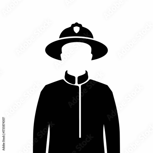 Silhouette vector illustration of a firefighter in uniform with helmet scalable eps icon silhouette