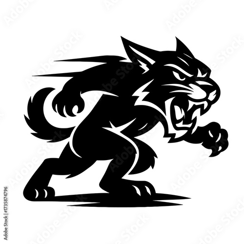 Crouching wild cat or panther vector in stealth pose, ideal for sports teams, wildlife branding, or strong mascot designs
