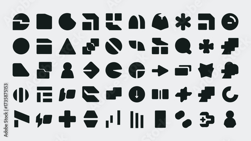 200 black basic geometric shapes and icons vector graphics scalable for diverse design applications silhouette