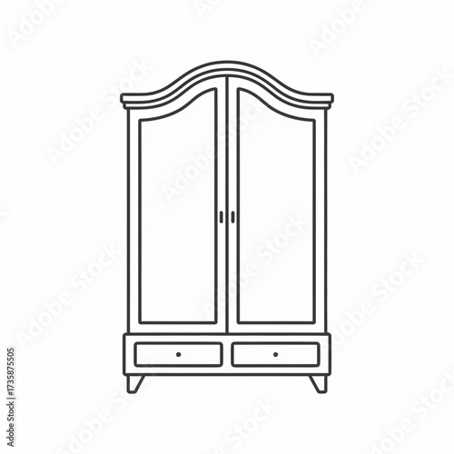 Elegant a-line wardrobe vector illustration scalable outline icon for furniture design projects silhouette