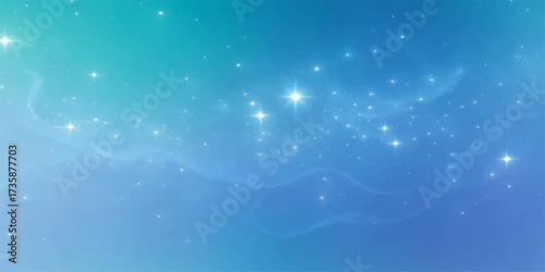 Deep ocean blue abstract background with sunlight, underwater bubbles, and starlight texture