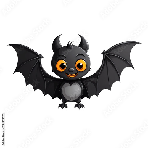 Cute Cartoon Bat – Halloween Graphic in Vintage Engraving Feel