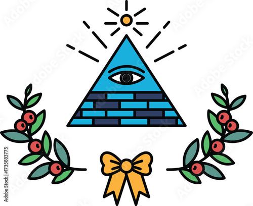A pyramid with an eye on top of it