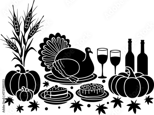Thanksgiving Feast Harvest Illustration