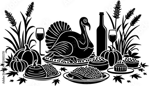 Thanksgiving Feast Harvest Illustration