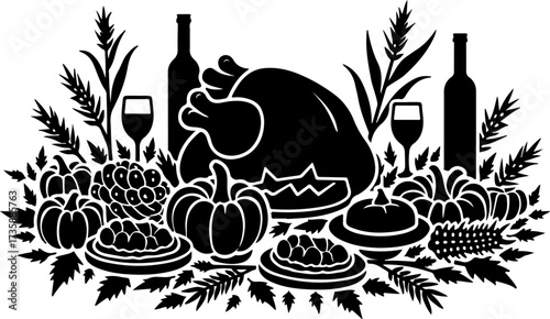 Thanksgiving Feast Harvest Illustration