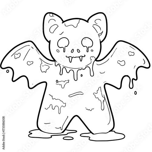 Spooky gummy bear with bat wings and dripping eyes for Halloween  