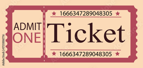 Vintage cute orange retro ticket