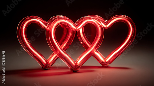 Fototapeta Naklejka Na Ścianę i Meble -  Modern New Year tree with soft pink illumination, elegant festive minimalism, magical winter mood, copy space for message or branding.