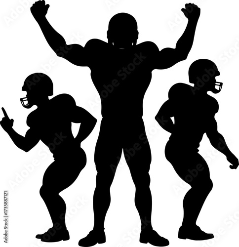 American Football Team Silhouette Trio"