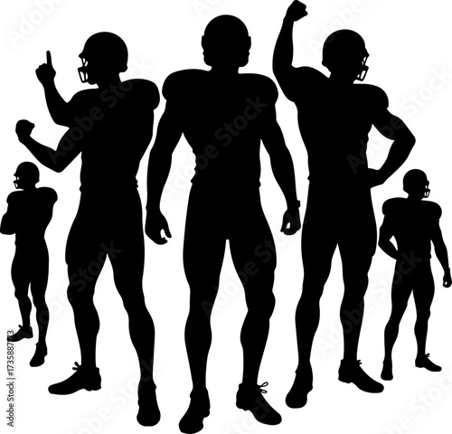 American Football Team Silhouette Trio"