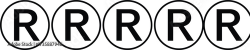 Registered trademark symbol vector illustration, black outline letter R in circle, copyright and brand protection icon, intellectual property rights design element isolated