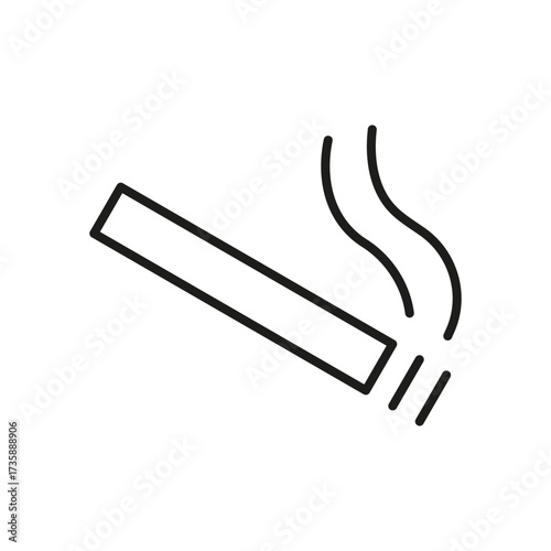 Cigarette With Smoke Line Icon. Smoking, Tobacco Use, And Health Risk Outline Symbol. Addiction And Lifestyle Choice. Editable Stroke. Isolated Vector Illustration
